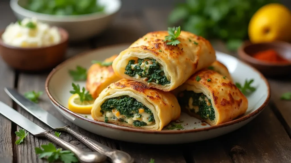 Cheese and Spinach Stuffed Pastry