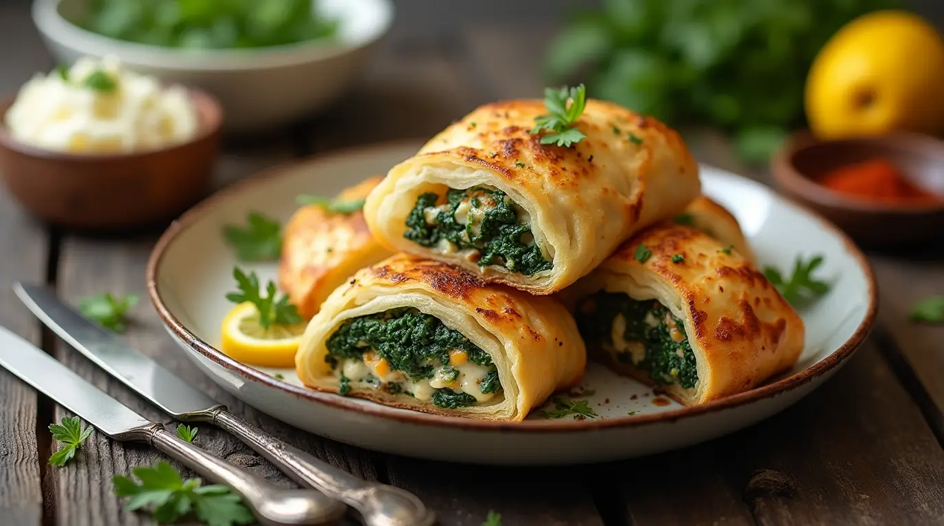 Cheese and Spinach Stuffed Pastry